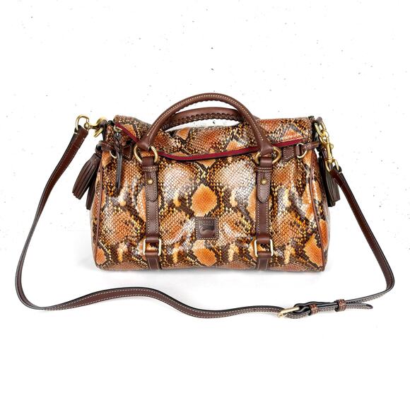 Dooney & Bourke Python Snake Large Florentine Satchel NEW Leather Purse Brown